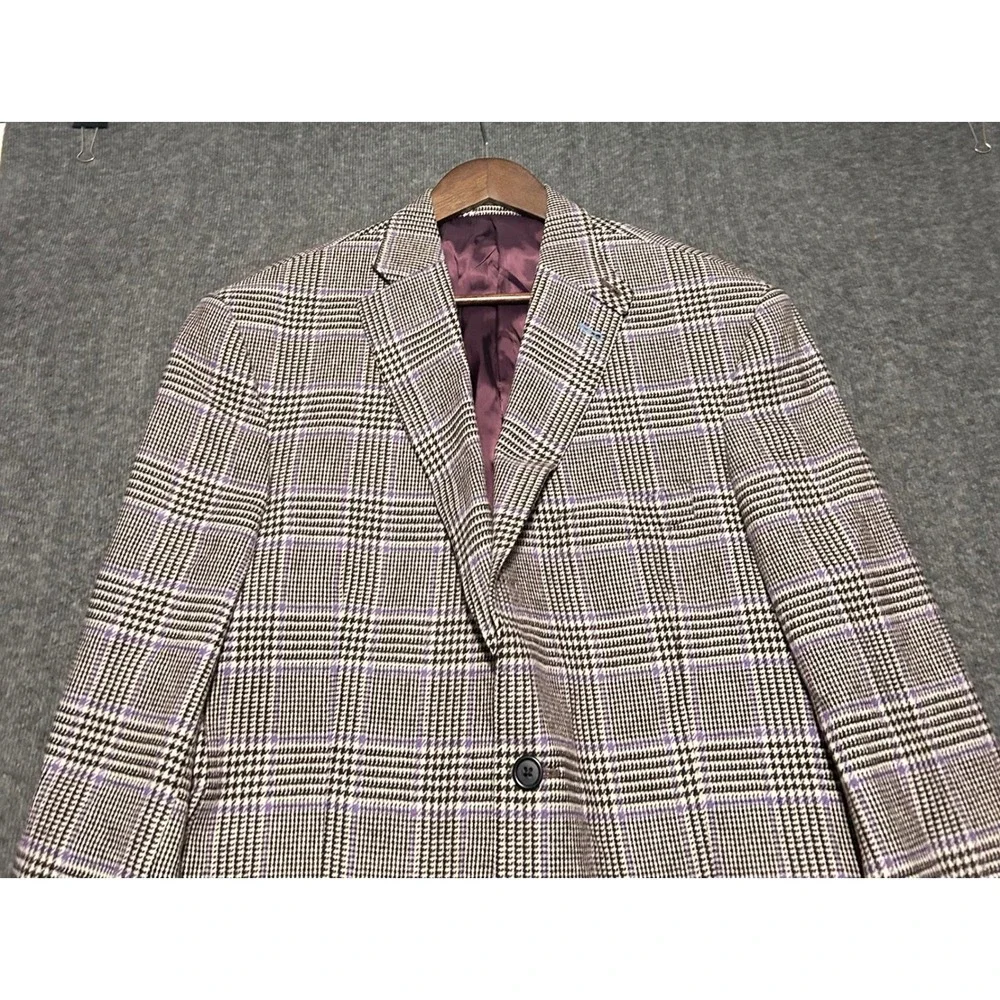 Peter millar sport blazer jacket windowpane size 42R brown purple wool